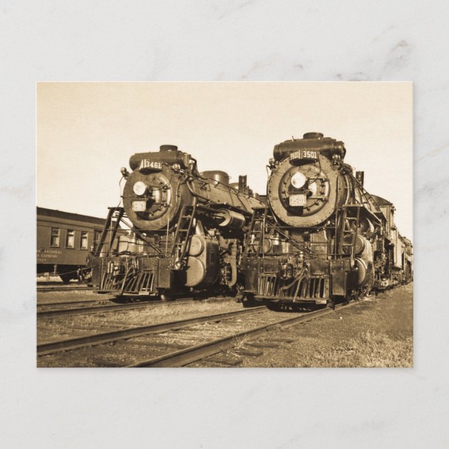 Carte Postale "Twins" Locomotives CN Railroad 3461 et 3501 (Devant)