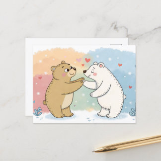 Carte Postale Two Bears One Heart