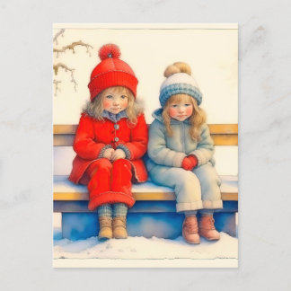 Carte Postale Two Cute Little Children Chritmas