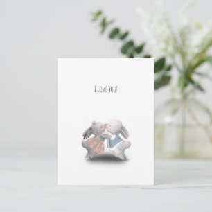 Carte Postale Two Cute Rabbits Sweet Valentine Love Card
