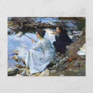 Carte Postale Two Girls Fishing par John Singer Sargent