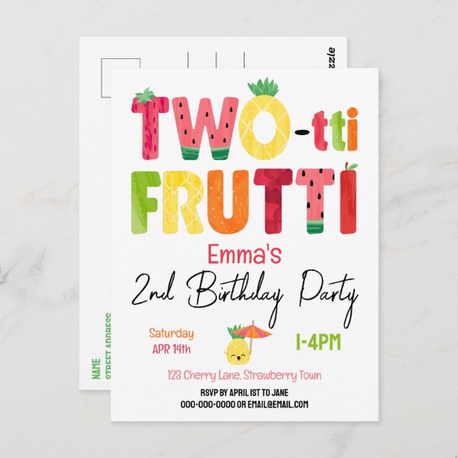 Carte Postale TWO-tti Frutti Cuties 2e anniversaire Fruit tropic (Devant / Derrière)