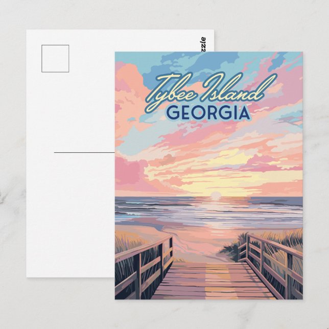 Carte Postale Tybee Island Georgia Sunrise Beach Savannah (Devant / Derrière)