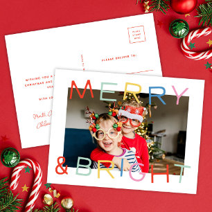 Carte Postale Type de jeu moderne Noël Joyeux & Bright One Photo