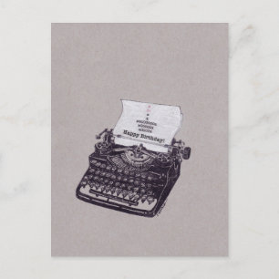 Carte Postale Typewriter Joyeux Cupcake d'anniversaire