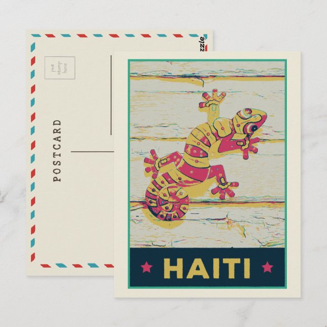 Carte postale typique de Gecko en Haïti (Devant / Derrière)