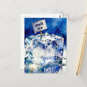 Carte Postale Typographie aquarelle de cubes de glace en train d