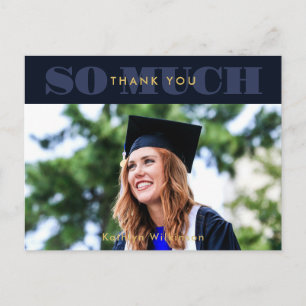 Carte Postale Typographie Bleue moderne Merci de graduation phot