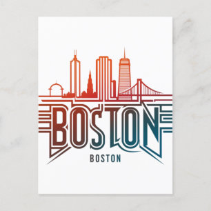 Carte Postale Typographie Boston City Skyline