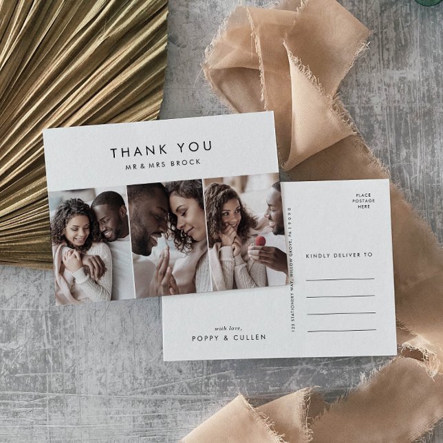 Carte Postale Typographie chic 3 Merci Modèle photo (Créateur téléchargé)