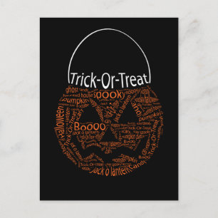 Carte Postale Typographie Citrouille Halloween Orange Noir