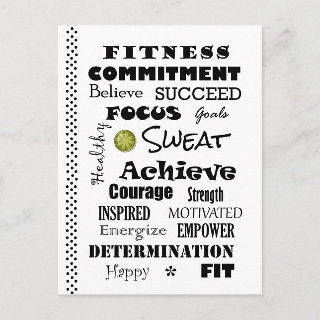 Carte Postale Typographie de la condition physique motivationnel (Devant)