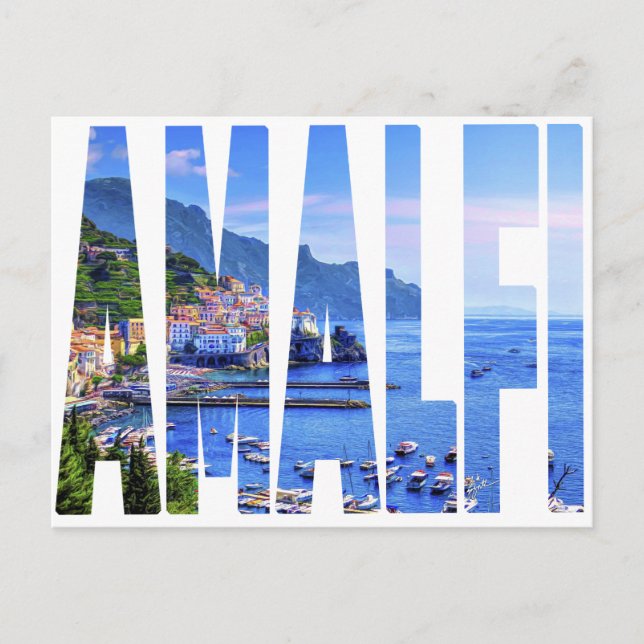 Carte Postale Typographie de la côte d'Amalfi Voyage photo moder (Devant)