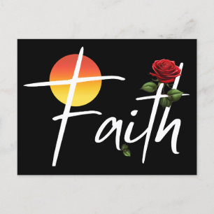 Carte Postale Typographie de la foi avec des roses