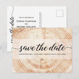 Carte Postale Typographie de mariage rustique texture de grain d