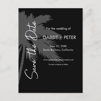 Carte Postale Typographie de palmier noir blanc Enregistrer la d