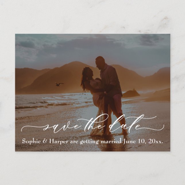 Carte Postale Typographie de police de luxe Romantic Beach Photo (Devant)