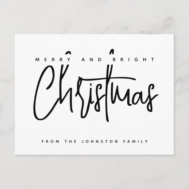 Carte Postale Typographie de script moderne Joyeux Noël (Devant)