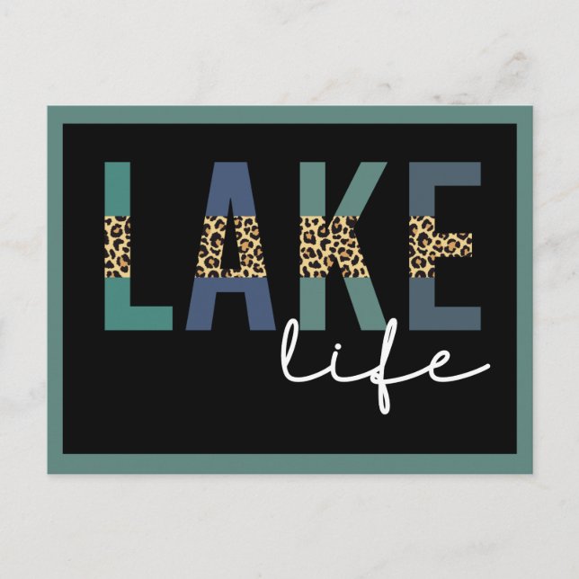 Carte Postale Typographie d'impression de Lake Life Cheetah (Devant)