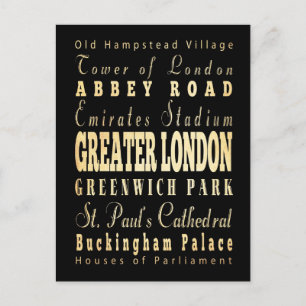 Carte Postale Typographie du Grand Londres City d'Angleterre