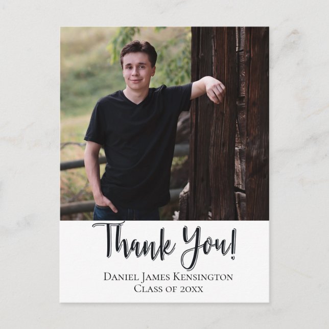 Carte Postale Typographie du Merci chrétien de graduation (Devant)