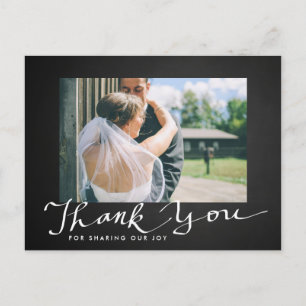 Carte Postale Typographie du Merci Mariage Chalkboard Photo