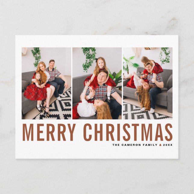 Carte Postale Typographie en terre cuite Collage photo de Noël (Devant)
