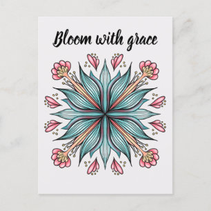 Carte Postale Typographie florale géométrique moderne - Rose ble
