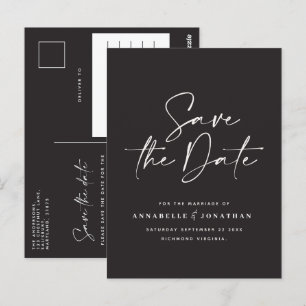 Carte Postale Typographie manuscrite moderne mariage noir blanc