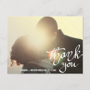 Carte Postale Typographie Merci moderne Script Mariage photo