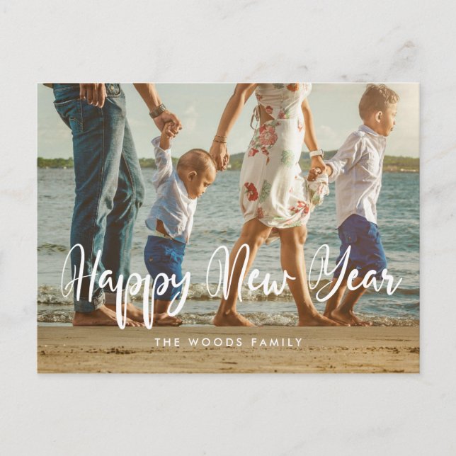 Carte Postale Typographie moderne chic Happy New Year photo (Devant)
