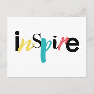 Carte Postale Typographie moderne, créative et joyeuse d'Inspire