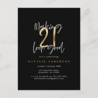 Typographie moderne de 21e anniversaire noir et or