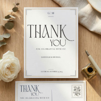Carte Postale Typographie Moderne Remerciement Mariage Minimalis