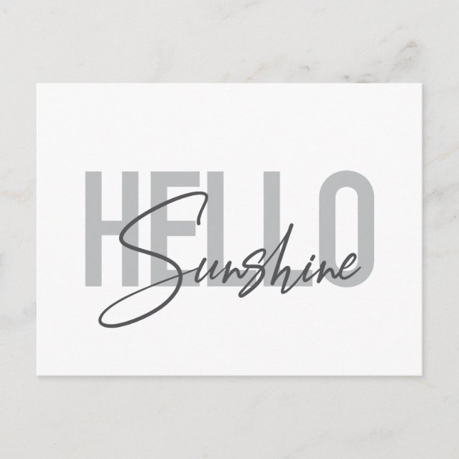 Carte Postale Typographie moderne, simple et cool Bonjour Sunshi (Devant)