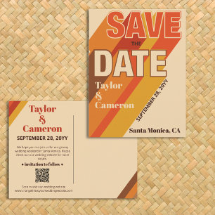 Carte Postale Typographie Orange Marron Longue Ombre Groovy Mari