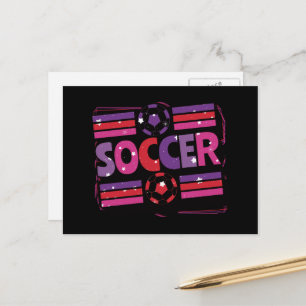 Carte Postale Typographie Rétro Géométrique de Football Féminin