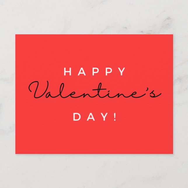 Carte Postale Typographie simple et élégante de la Saint-Valenti (Devant)