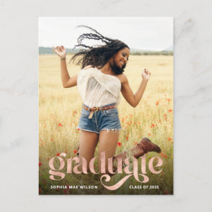 Carte Postale Typographie Tendance Rose Gold Overlay Photo Diplô