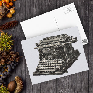 Carte Postale Typographie vintage d'antan noir