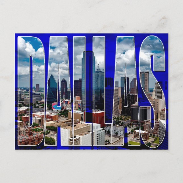 Carte postale typographique Dallas Texas City Skyl (Devant)