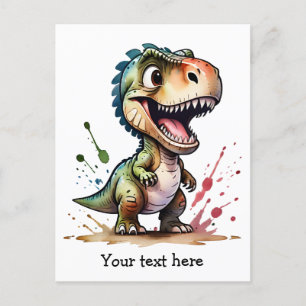 Carte Postale Tyrannosaurus Rex Aquarelle Éclaboussure Personnal