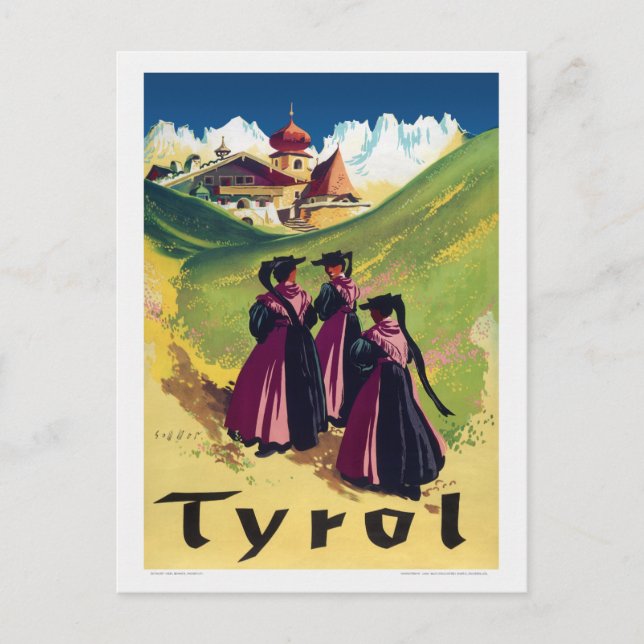 Carte Postale Tyrol Autriche Affiche Vintage 1947 (Devant)