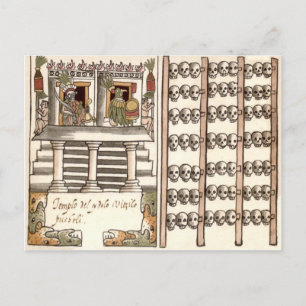 Carte Postale Tzompantli Râtelier à crânes Temple aztèque