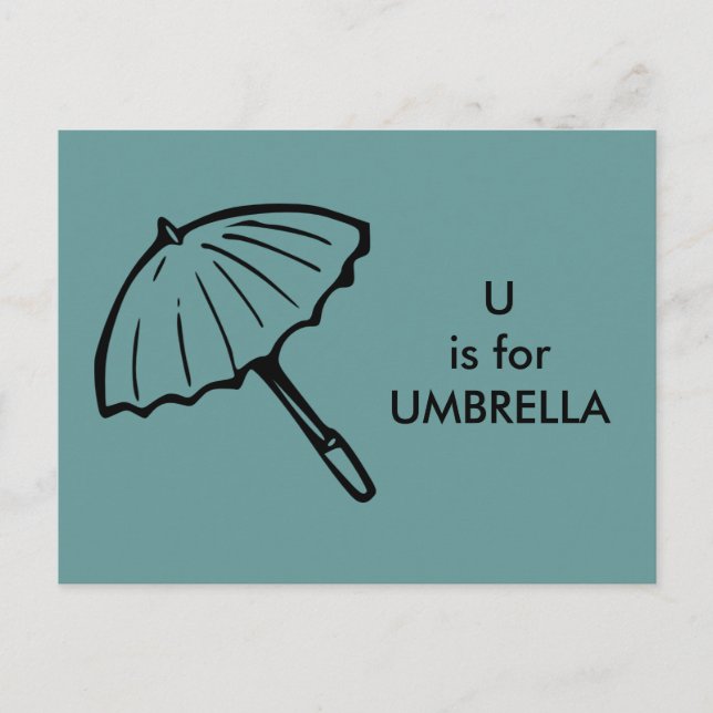 Carte Postale "U" est pour Umbrella Alphabet Flashcard (Devant)