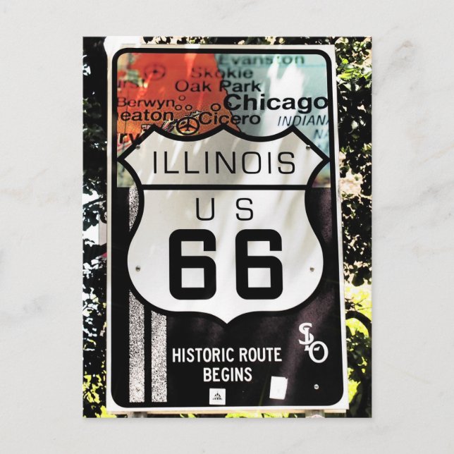 Carte Postale U.S. ROUTE 66 Symbole de l'Illinois (Devant)