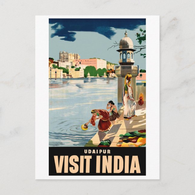 Carte Postale Udaipur, Inde, femmes au lac (Devant)