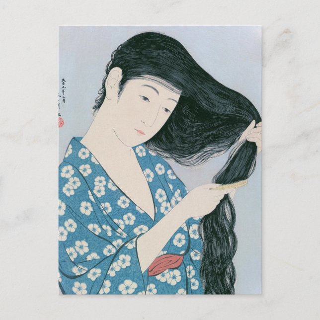 Carte Postale Ukiyoe [Goyo] Peignage des cheveux (Devant)