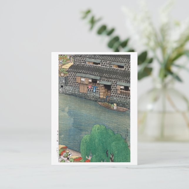 Carte Postale ukiyoe - hasui - C03 - Le bord de la rivière Daiko (Debout devant)