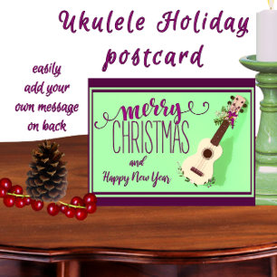 Carte Postale Ukulele Joyeux Noël et Bonne Année